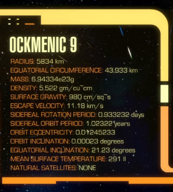 Dettagli fisici del pianeta Ockmenic 9P37