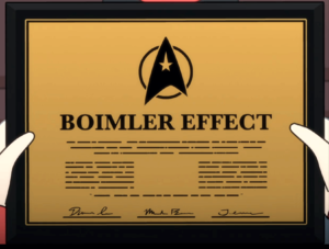 La placca che commemora e formalizza lo "Effetto Boimler"